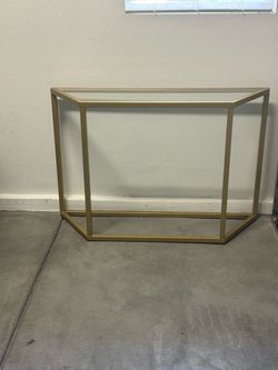 Gold Metal and Glass Console Table