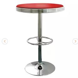 AmeriHome 36 in. Red Adjustable Swivel Metal Pub / Bar Table