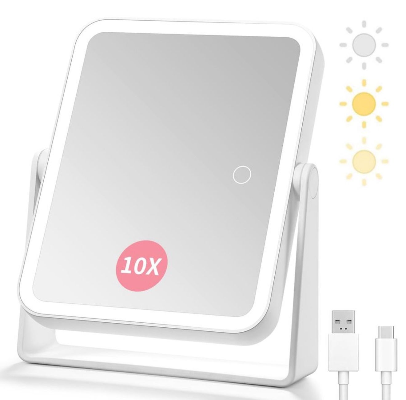 DESCHEN Rechargeable Travel Makeup Vanity Mirror with Lights