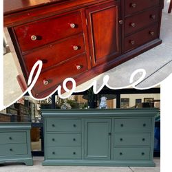 Green Before, And After Dresser, Buffet, Credenza Or Sideboards 