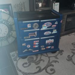 Toy Chest / Shelves / Night Stand That Look Like Tool Box Boys Bedroom