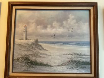 PROFESSIONAL FRAMED SIGNED WINSTIN SEASCAPE