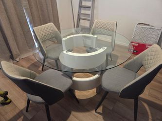 dining table and chairs, mesa de vidrio y cuatros sillas