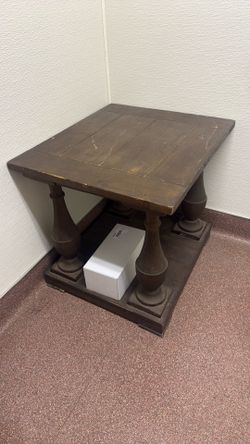 RH Dark Wood End Table with Baluster Legs
