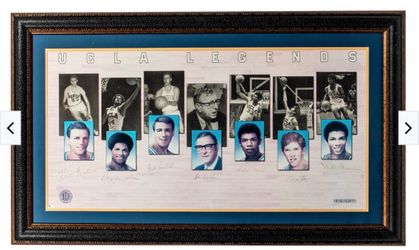 COA - UCLA Legends Signed Framed Lithograph – Wooden, Kareem, Walton, Goodrich, Warren, Erickson, Johnson