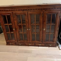 CHINA CABINET TOP ONLY. 65" w x 13 1/2" deep x 46" high; Colonial Pine; cross streets are Arapaho & Waterview