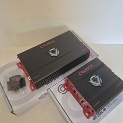 CRUNCH 2525 WATTS 4 CHANNEL BUILT IN CROSSOVER & 3725 WATTS MONOBLOCK 1 OHM STABLE BUILT IN CROSSOVER WITH BASS CONTROL CAR AMPLIFIER