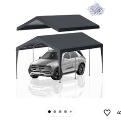 12x20 FT Upgraded Portable Garage Replacement Top Canopy Cover for Car Garage Shelter Tent Party Tent with 46 Ball Bungees Cords Gra