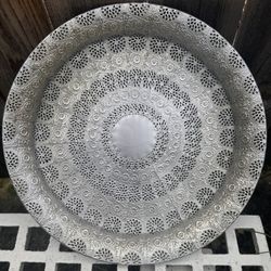 Boho Silver Lace Looking Metal Plate For Your Wall Decoration