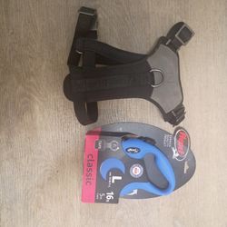 L Or XL Dog Harness And Self Adjusting Leash