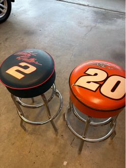 Race Car NASCAR racing stools excellent quality see pics for full details 31” tall x 17” round selling both as set for only $80!!!!!
