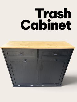 Double Trash Cabinet with Bamboo Top