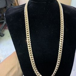 14k 28" 7.3mm Semi Solid Miami Cuban Link Chain. 40.7g