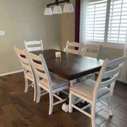 Brand New 💥 Two Tone Brown / White Valebeck Dining Room Set ( Table And 6 Chairs) @ Fastest Delivery 🚚
