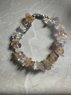 Gem nuggets bracelet with sterling silver