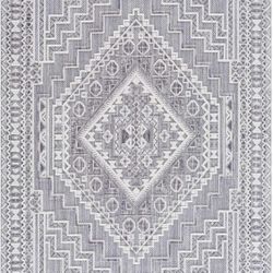 BoutiqueRugs Alya Pet-Friendly Area & Runner Area Rug - Gray, Light Gray, White - 6'7" x 9'