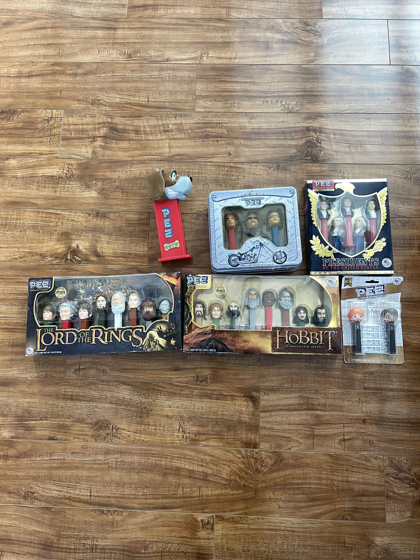 Pez collectibles (Lord Of The Rings, The hobbit, Presidents, Harry Potter, Orange County Choppers, Dog)