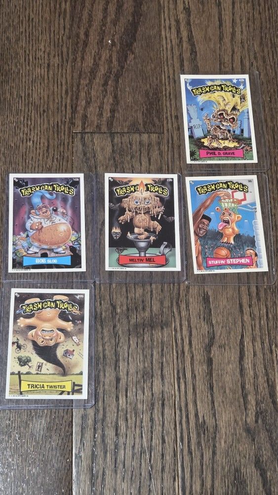 ×5 1992 Trash Can Trolls trading cards 