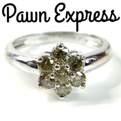 14K Champagne Diamond Cluster Ring 