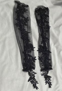 Black Sheer Lace Floral Arm Sleeves