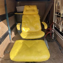 Old 60’s  Vinyl Chair And Ottoman