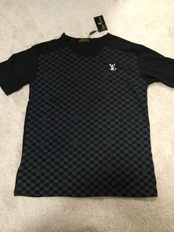 LV Louis Vuitton T shirt v neck M black checker for Sale in San Jose, CA -  OfferUp