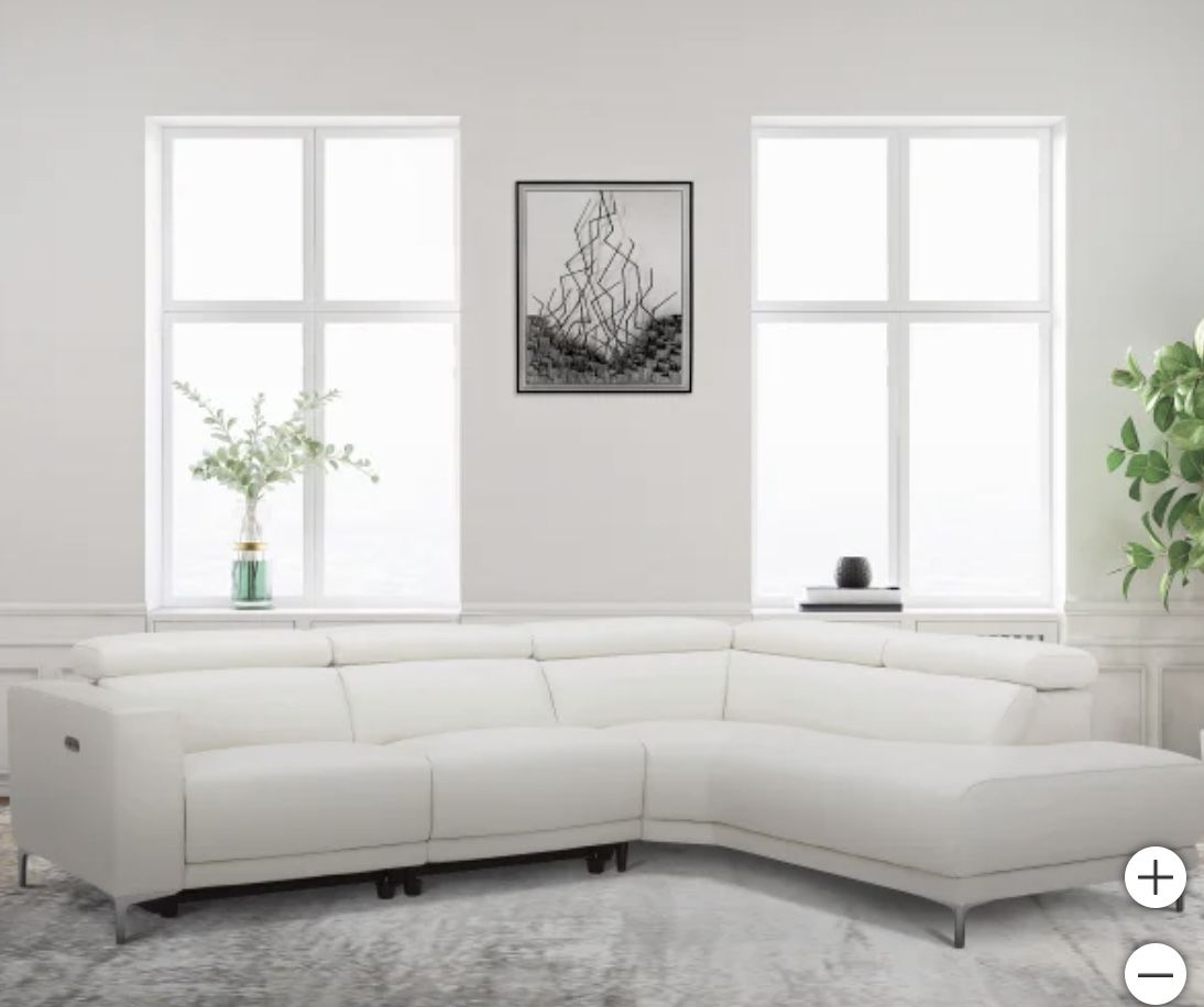 Angeline Leather Power Reclining Sectional