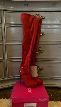 Thigh High Red Heeled Boots