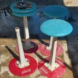 VINTAGE 1940's COCA COLA BAR STOOLS