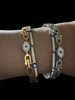 Stainless Steel. Gold Plated Zircon Evil Eye To Keep All Evil Eye Away  Bracelet $20 Each 