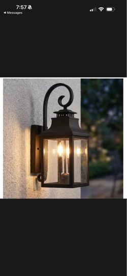 Byteany 23 in. 2-Light Black Hardwired Outdoor Wall Light Lantern Sconce