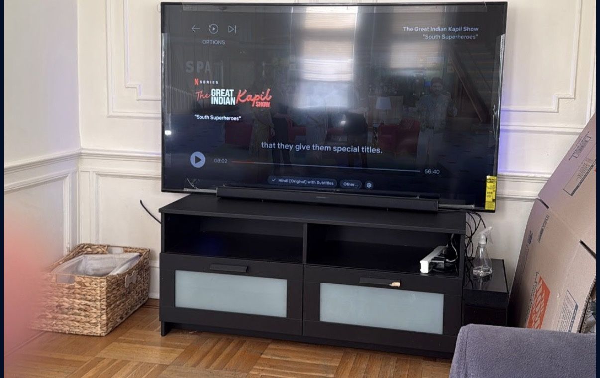 Modern Black TV Stand / Media Console with Storage
