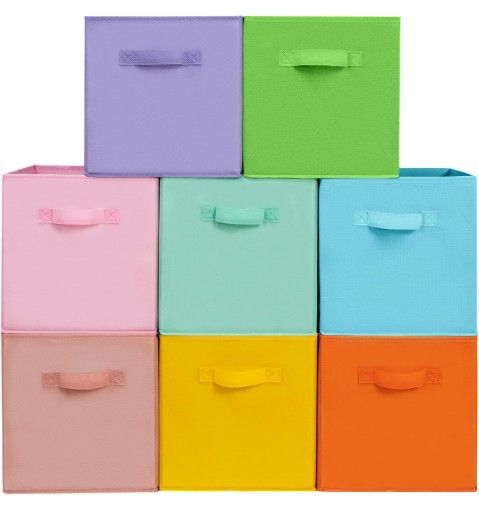 11 Inch Fabric Storage Cubes, Sturdy Foldable Storage Bins, Heavy Duty Cube Organizer for Clothes, Blankets, Shelves, Closets, Bedroom, Living Room, M