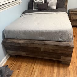 Full Size Bed Set With Night Stand & Dresser With Mirror 