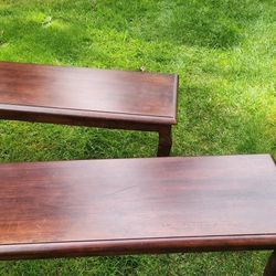 Pair Of Dark Cherry Low Rise Tables
