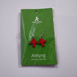 NWT Berlin Germany Anhänger Ampelmann Schmuck Souvenir Little Red Men Crossing Sign Earrings