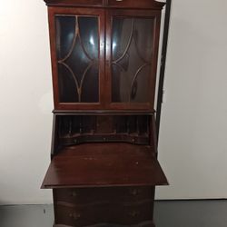 Antique Fold Out Desk With Cabinet