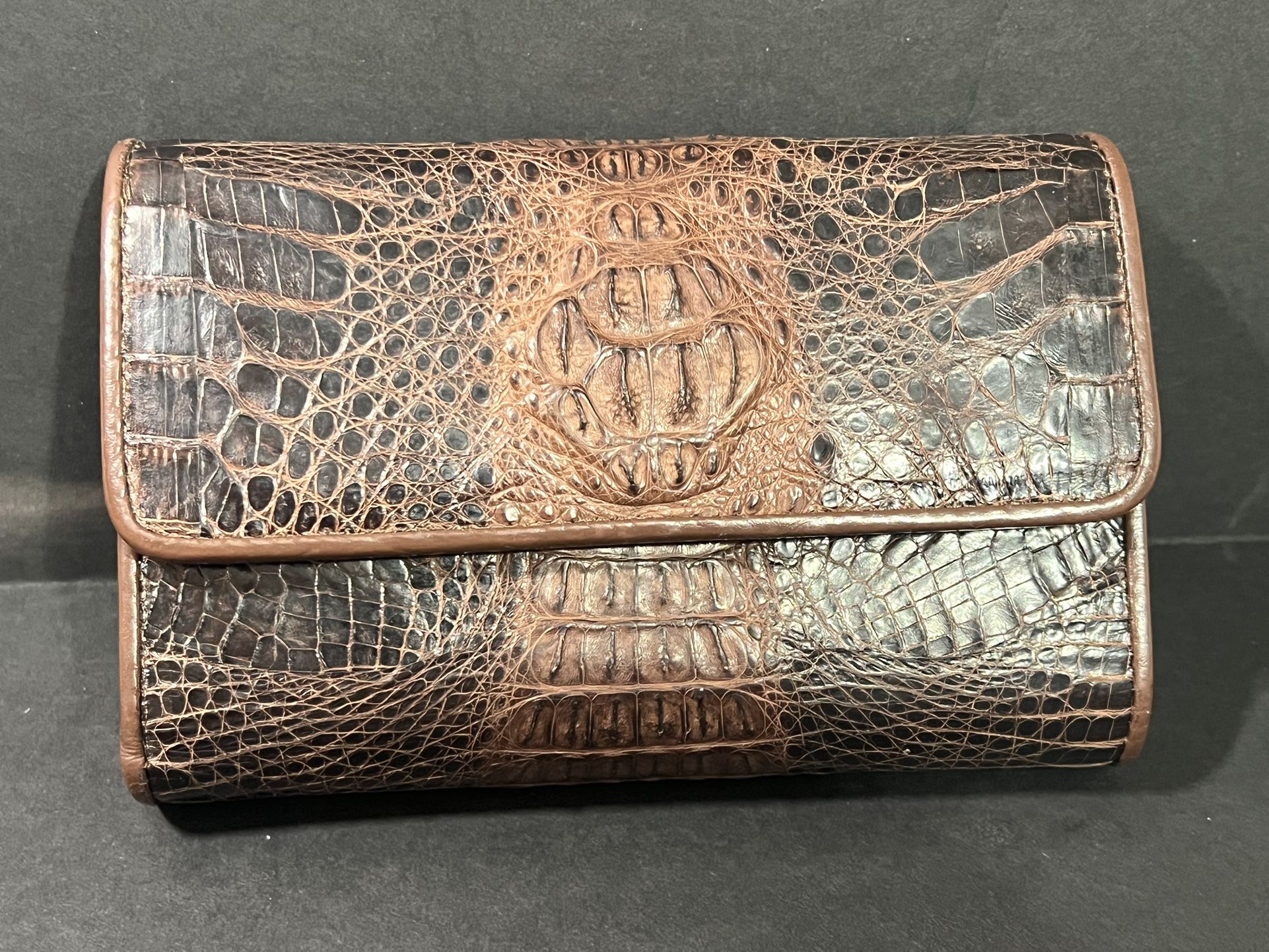 Genuine River Crocodile Skin True-fold Wallet