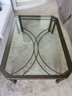 Heavy Wrought Iron & Glass Octagonal Coffee Table (Moving Sale)