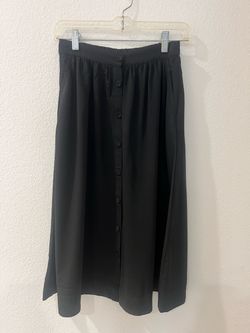 H&M Black Button-Front Midi Skirt Size 2