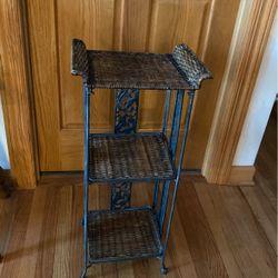 Metal & Rattan Plant shelf