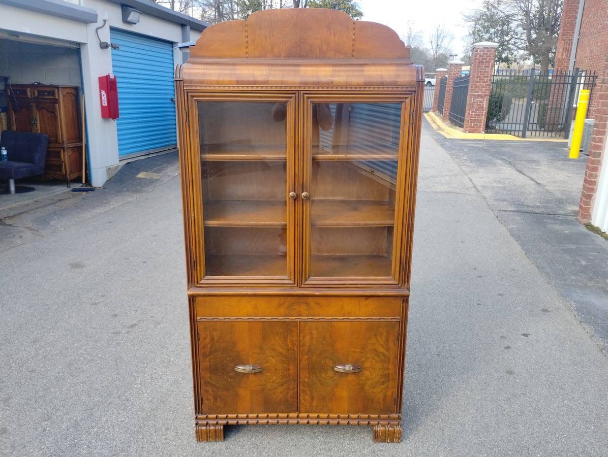 Vintage 1930’s Art Deco Waterfall China Cabinet 