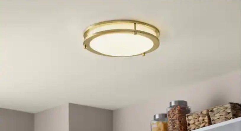 Hampton Bay
Flaxmere 12 in. Contemporary Brushed gold Selectable CCT Integrated LED Flush Mount for Kitchens