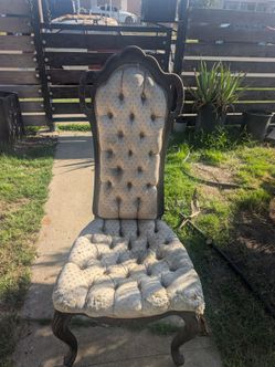 Antique Victorian Tufted High-Back Chair
