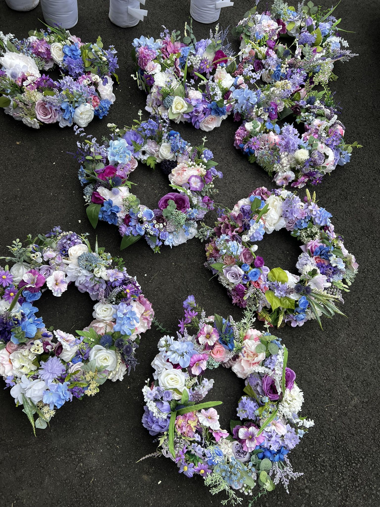 16 Wedding Centerpieces Pink, Purple And Blue Florals