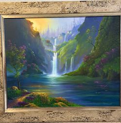 Original Jim Warren Oil painting “Mountain Falls”