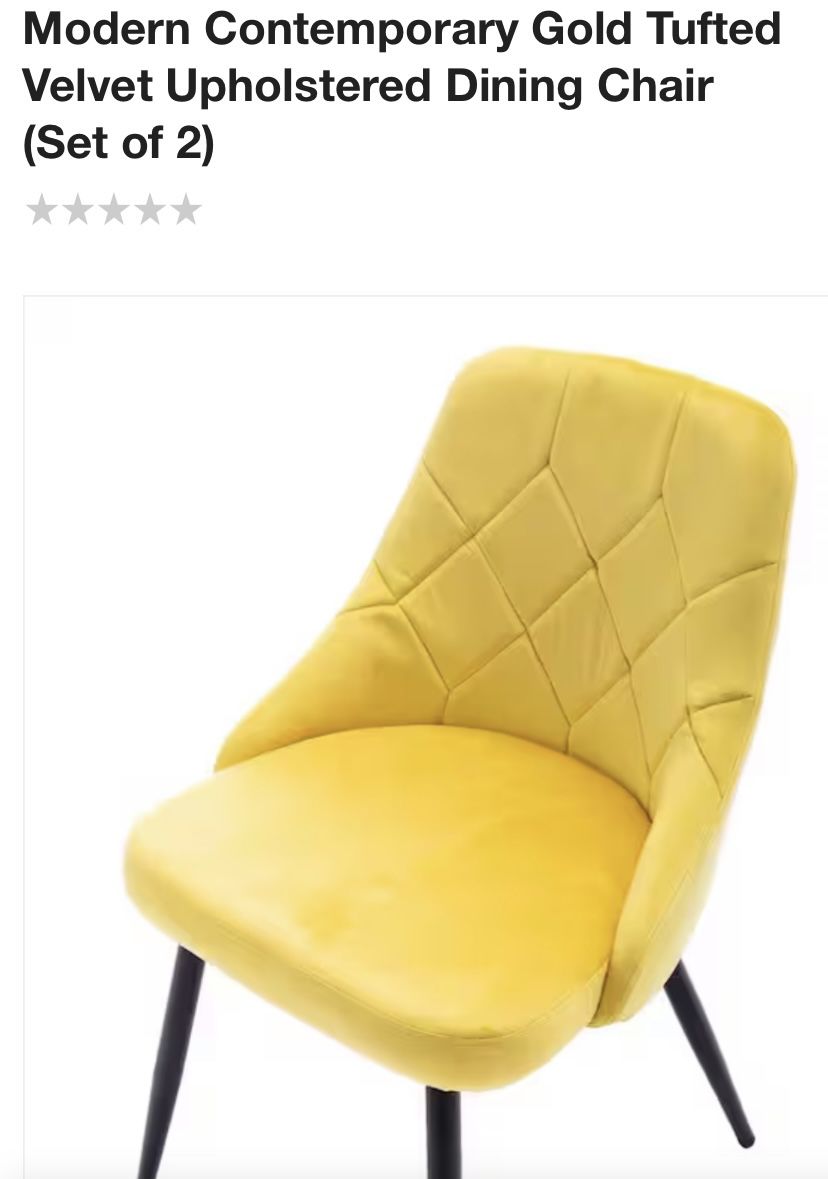 Techni Mobili Modern Contemporary Gold Tufted Dining Chairs 