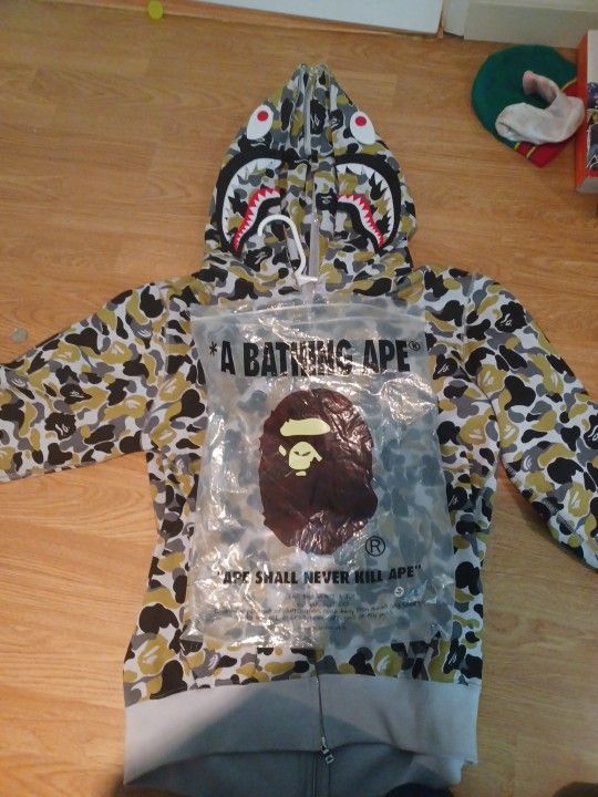 Authentic Bathing Ape Double Zip Hoodie New
