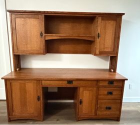 Solid Oak Mission Style Desk with Hutch / Arts & Crafts
