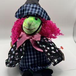 TY Beanie Babies Baby 2001 Scary The Witch Pink Hair Cape 8” With Tags